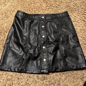 Black Faux Leather Skirt